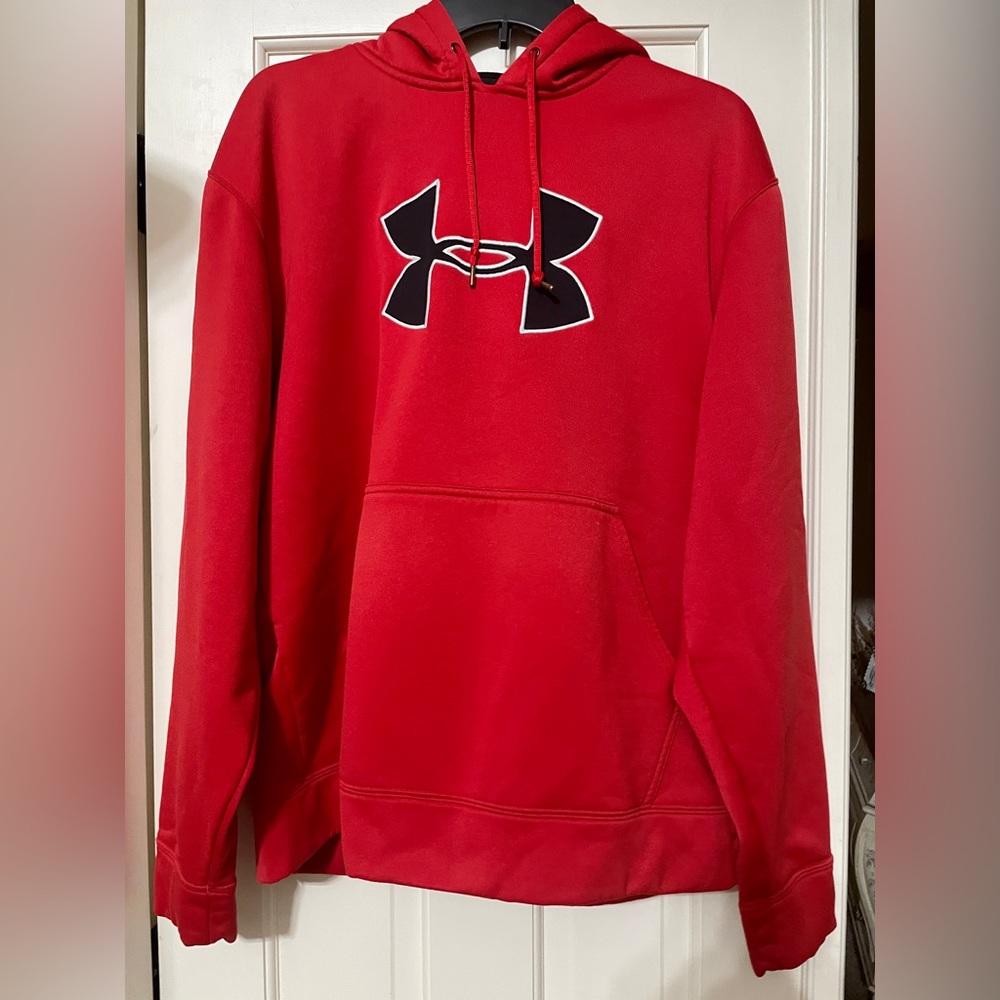 Under Armour Men’s Hoodie, Red with Black Logo, size M